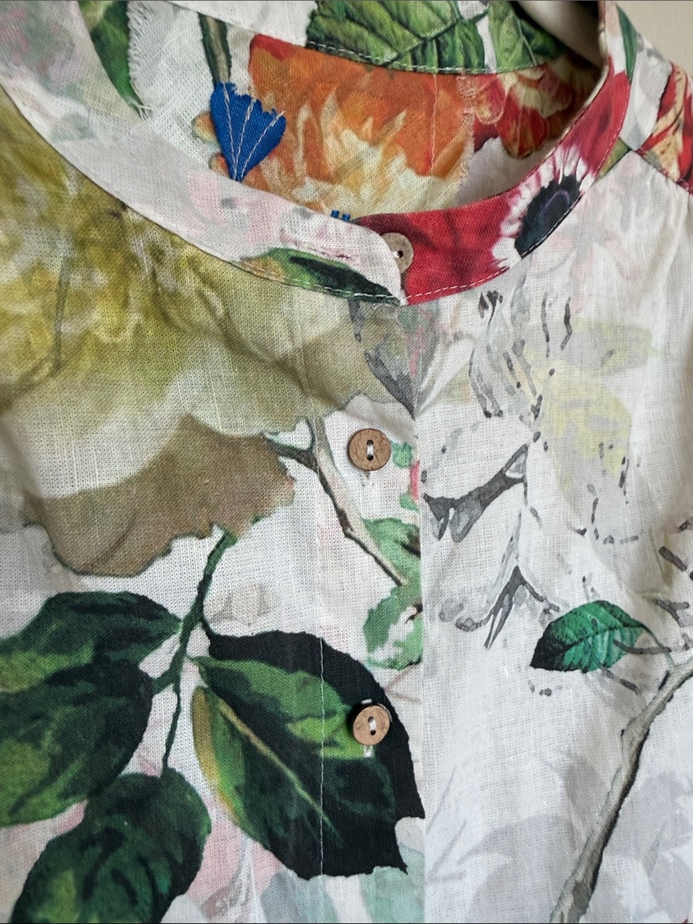 Anthropologie Yuvita Floral Bird Print Women's Linen Jacket - Large - Picture 3 of 7